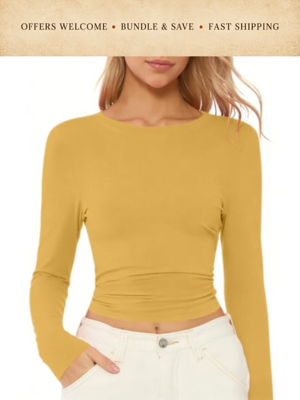 Womens Long Sleeve Crew Neck Slim Fit T-Shirt Soft Stretch Tee